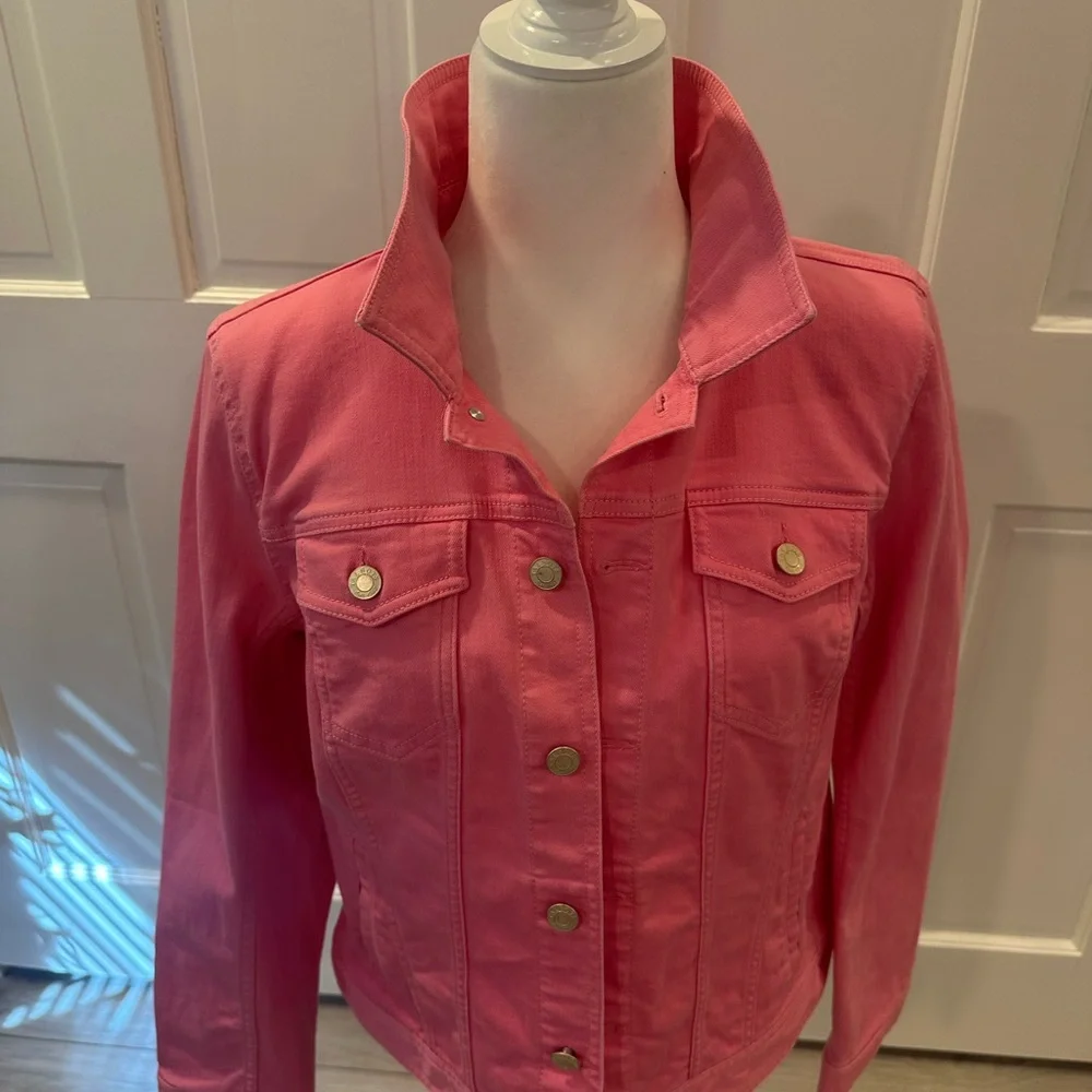 Talbots Pink Denim Jacket Sz L - Picture 12 of 16